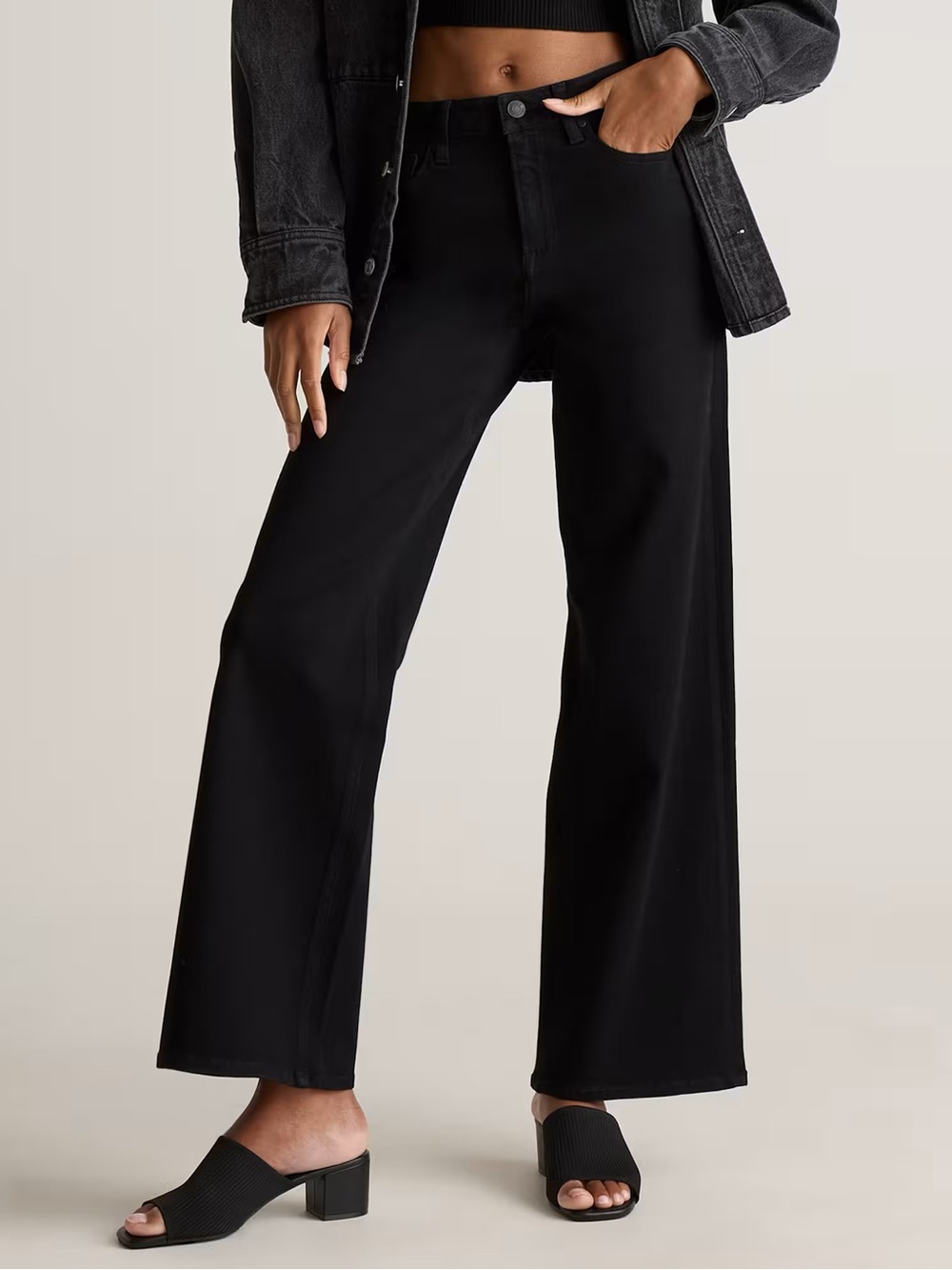 NWT! Quince Bella Stretch Wide Leg Jeans, Black, Size 31 (32" inseam)